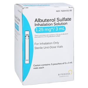 Albuterol Sulfate Inhalation Solution 1.25mg Box 3mL 25/Package