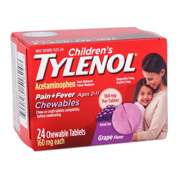 Tylenol Chld 2-11 Pn Rlvr/Fvr Rdcr Chw 160mg Grp 3/Pk 16Pk/Ca 24/Bt Bottle 3/Pk