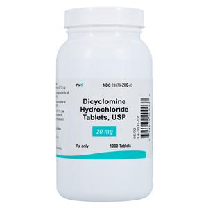 Dicyclomine HCl Tablets 20mg Bottle 1000/Bottle Each