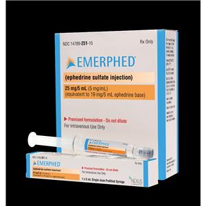 Ephedrine Sulfate Injection 5mg/mL Prefilled Syringe 5mL 10/Package