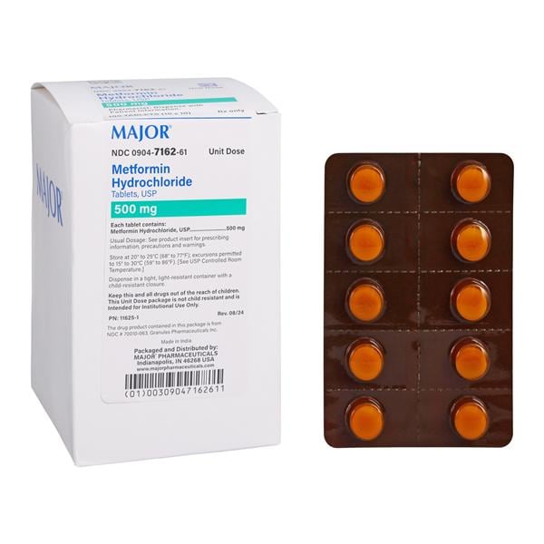 Metformin HCL Tablets 500mg Unit Dose 100/Package Each