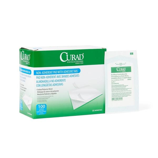 Curad Cotton/Polyester Pad 2x3" Sterile Non-Adherent White LF, 12 BX/CA