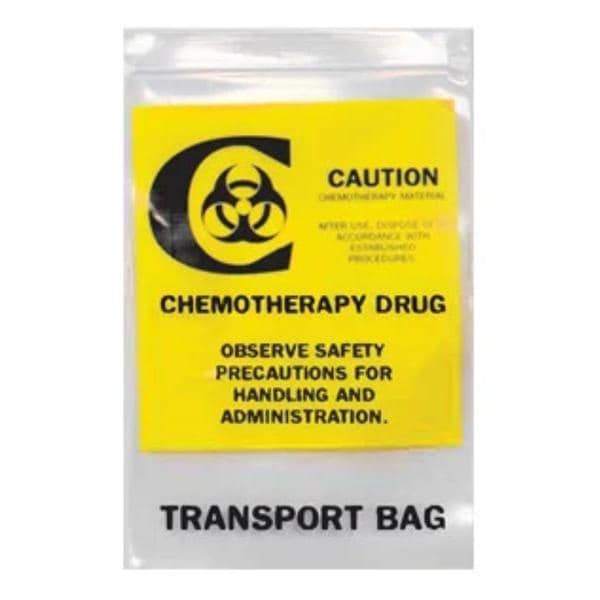 Chemotherapy Transport Bag 4mil 6x9" Clear Polyethylene Black on...