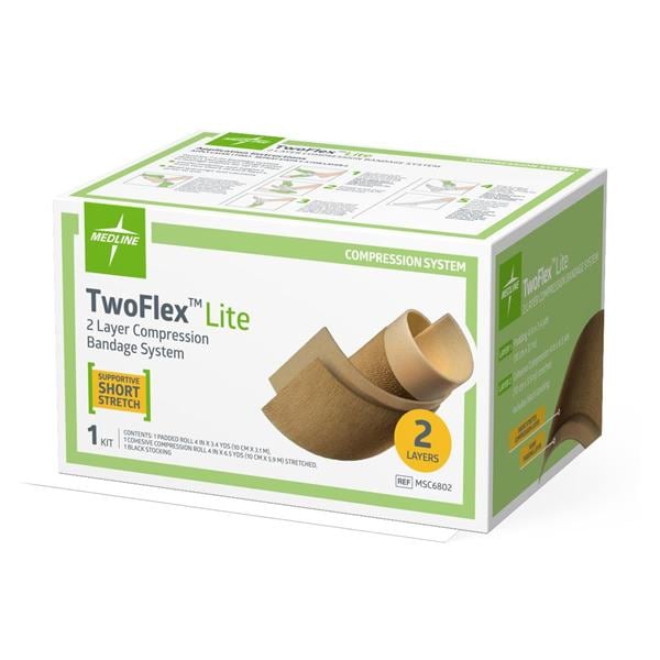 TwoFlex Lite Compression System Bandage Foam/Cohesive Layer 4" 8/Ca