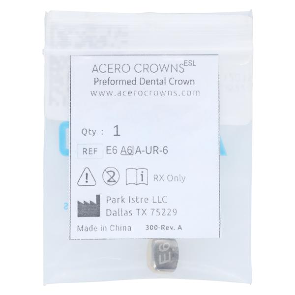ACERO Crowns Size 6 Primary Upper Right Central 1/Bag Ea - ACERO Crowns Size 6 Primary Upper Right Central 1/Bag Ea - Image 1
