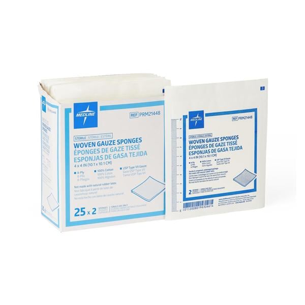 Woven Cotton Sponge Gauze 4x4" 8-Ply Sterile USP Type VII LF
