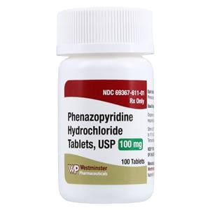 Phenazopyridine Tablets 100mg Bottle 100/Bottle Each