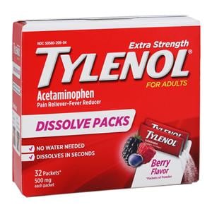 Tylenol Extra Strength Adult Dissolveable Powder 500mg Berry Packets 32/Bx