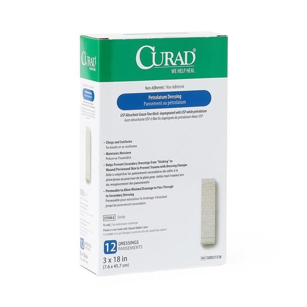 Curad Cotton/Petrolatum Gauze Dressing 3x18" Sterile