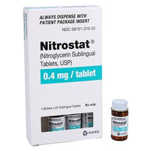 Nitrostat Sublingual Tablets 0.4mg Bottle 4x25/Bottle