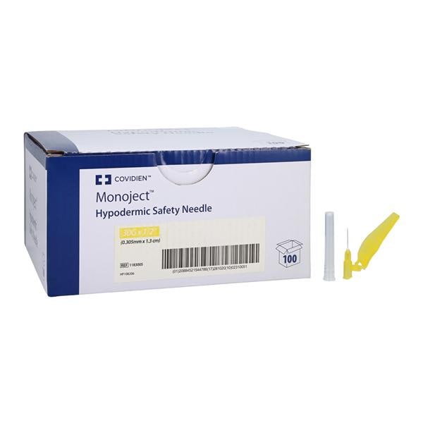 Monoject Safety Needle 30gx1/2" Safety Shield 100/Bx, 8 BX/CA