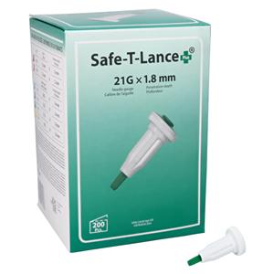 Safe-T-Lance Incision Device Lancet 21gx1.8mm Safety Green Medium Flow 200/Bx