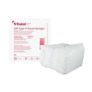 100% Woven Cotton Gauze Sponge 4x4" 32 Ply Sterile Sq X-Ray Detectable Type 7 LF