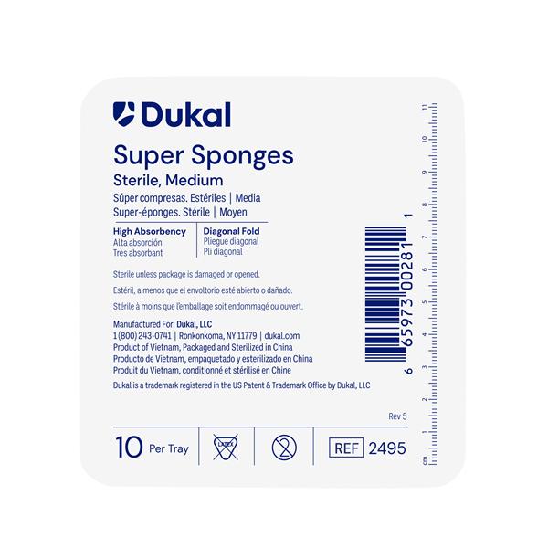 100% Cotton Gauze Sponge 6x6-3/4" 32 Ply Sterile Medium Washed LF