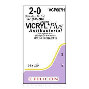 Coated Vicryl Plus Suture 2-0 54" Triclosan, Polyglactin 910 36/Bx