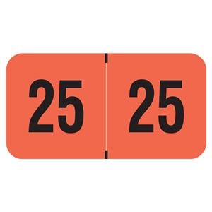 Fluorescent 2025 End Tab Label Red 500/Rl