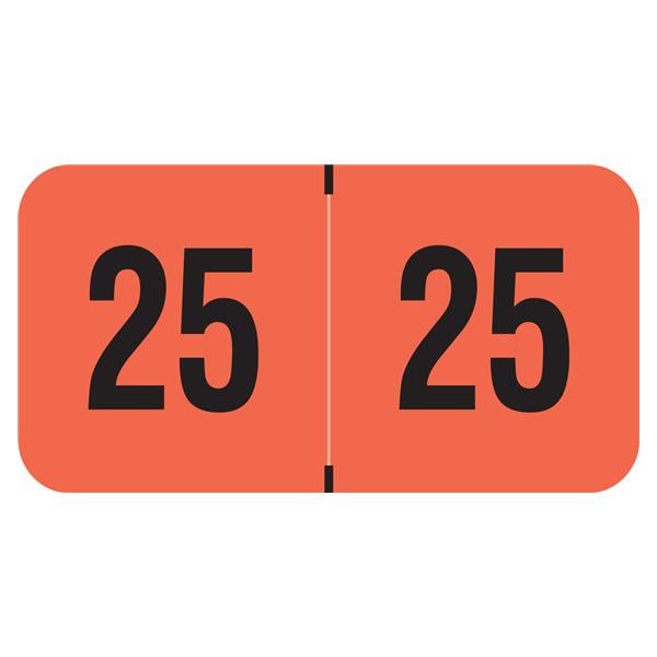 Fluorescent 2025 End Tab Label Red 500/Rl