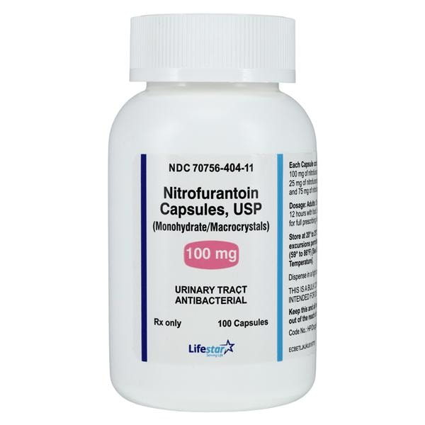 Nitrofurantoin Monohydrate Macrocrystals Capsules 100mg Bottle 100/Bottle Each