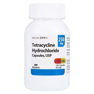 Tetracycline HCl Capsules 250mg Bottle 100/Bottle Each
