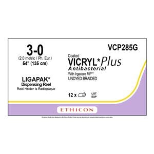 Suture 3-0 54" Triclosan, Polyglactin 910 Undyed 12/Bx