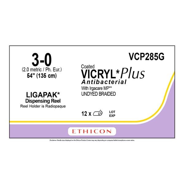 Suture 3-0 54" Triclosan, Polyglactin 910 Undyed 12/Bx