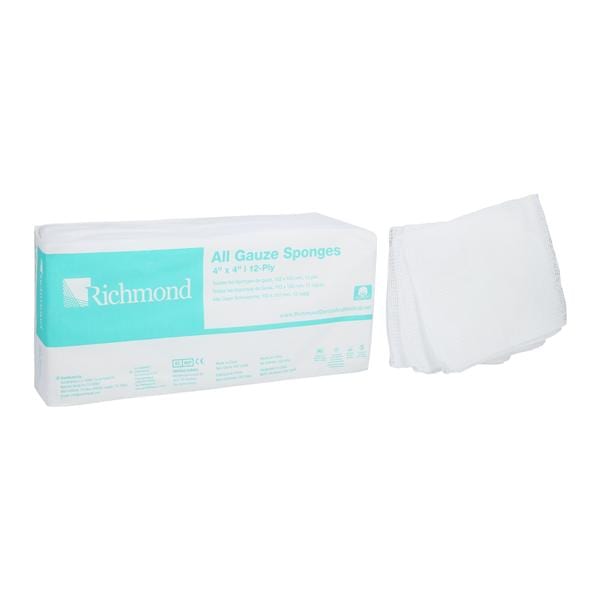 Cotton All-Gauze Sponge 4x4" 12 Ply Non-Sterile Square LF