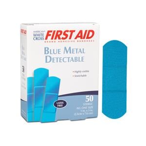 American White Cross Metal Detectable Bandage Fabric 1x3" Blue Sterile 1200/CA