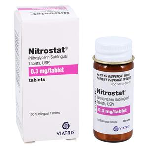 Nitrostat Sublingual Tablets 0.3mg Bottle 100/Bottle Each