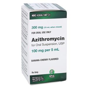 Azithromycin Oral Suspension 100mg/5mL Banana-Cherry Powder Bottle 15mL Each