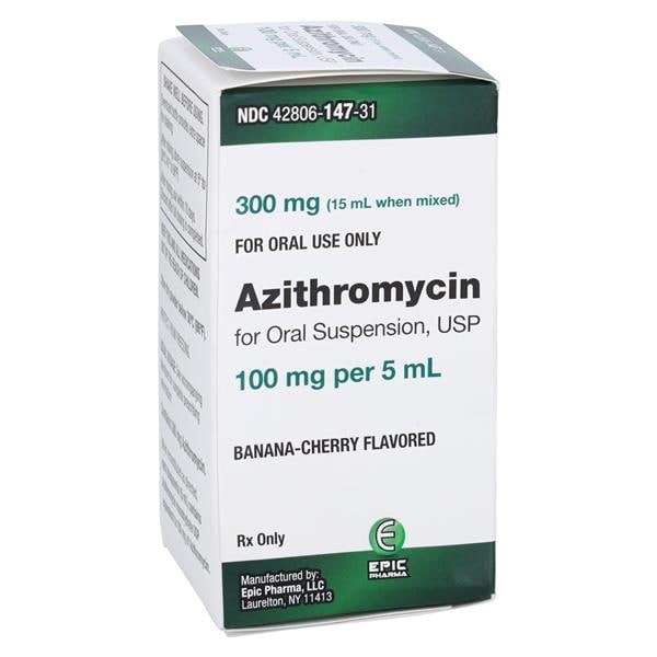 Azithromycin Oral Suspension 100mg/5mL Banana-Cherry Powder Bottle 15mL Each