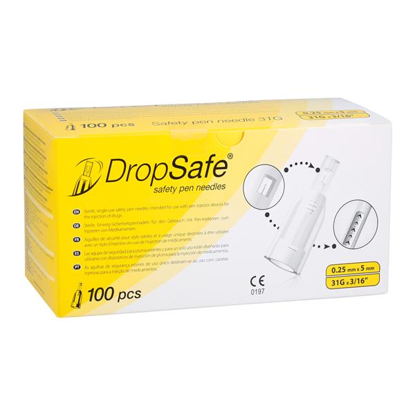 DropSafe Pen Needle 31gx5mm Safety 100/Bx