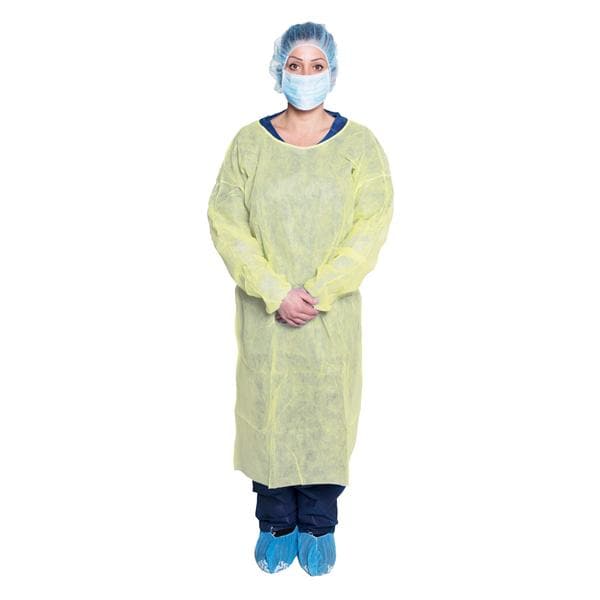 Isolation Gown Spunbond Polypropylene X-Large Yellow 50/Ca