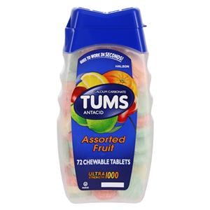 Tums Antacid Chewable Tablets Ultra Strength Assorted Fruit Bottle 72/Bt