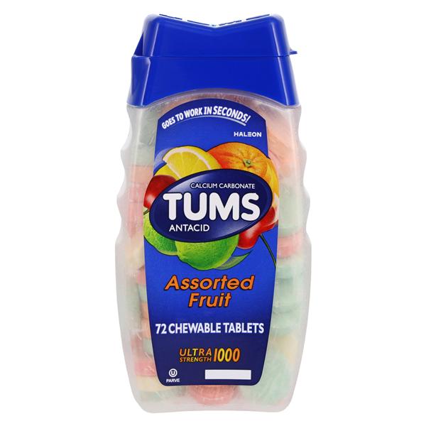 Tums Antacid Chewable Tablets Ultra Strength Assorted Fruit Bottle 72/Bt