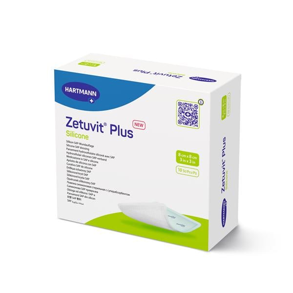 Zetuvit Plus Cellulose/Polymer Non-Border Dressing 3x3 Strl Sq Slcn Adh Spr Abs, 6 BX/CA
