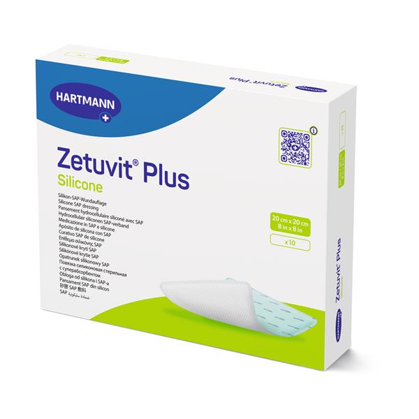 Zetuvit Plus Clls/Plmr Non-Border Dressing 8x8 Strl Sqr Slcn Adh Spr Abs
