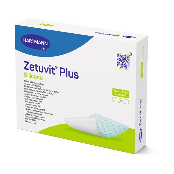Zetuvit Plus Cls/Plymr Non-Border Dressing 8x10 Strl Rect Slcn Adh Spr Abs