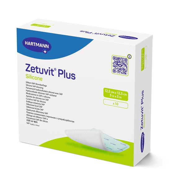 Zetuvit Plus Clls/Plmr Non-Border Dressing 5x5 Strl Sqr Slcn Adh Spr Abs