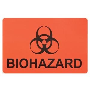 Warning Label Biohazard Label Orange/ Black 2.75x1.75" 1000/Pk