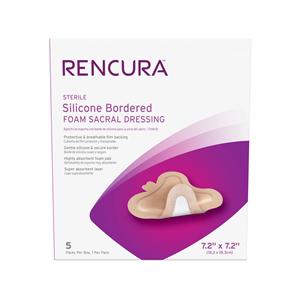 Rencura Silicone/Foam Bordered Dressing 7.2x7.2" Sterile Sacral Wht/Tn Spr Abs, 8 BX/CA