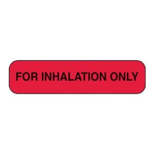 Warning Label For Inhalation Only Red with Black Text 1-5/8x3/8" 1000/Pk