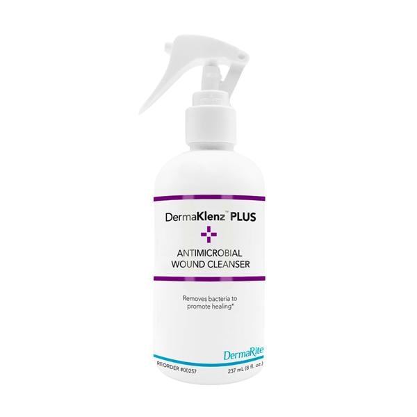 DermaKlenz PLUS Wound Cleanser 8oz HOCI Clr Antmcrbl/Btl Disposable 6/Ca