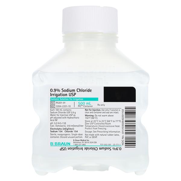 Saline Sodium Chloride NaCl 0.9%, Irrigation Bottle 500ml, R5201-01 product image