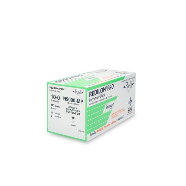 Reli Redilon Pro Suture 10-0 12" Nylon/Synthetic Mnflmnt YCS160-6 DA Blk 12/Bx