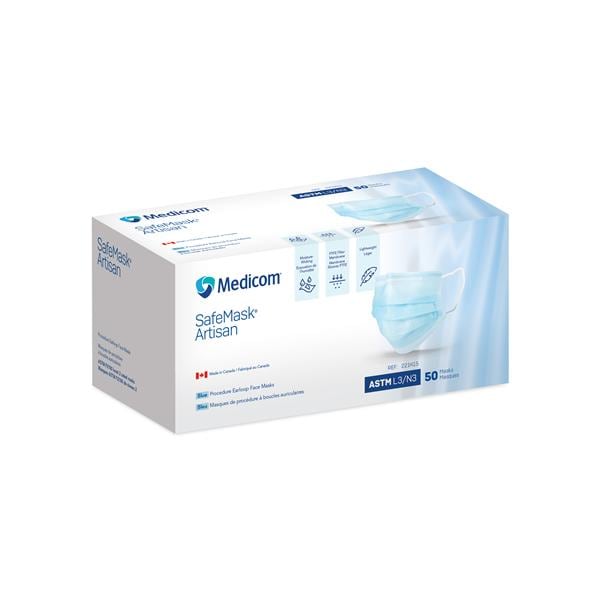 SafeMask Artisan Mask ASTM Level 3 Blue 50/Bx, 10 BX/CA