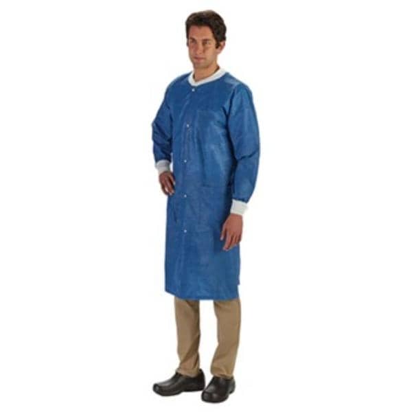 LabMates Lab Coat Nonwoven X-Large Blue / White 50/Ca