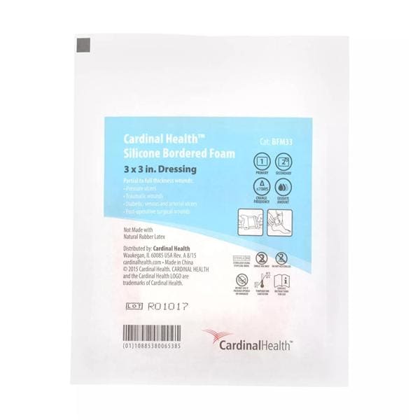 Kendall Silicone Foam Dressing 3x3" 5 Layer Sterile Adhesive Highly Absorbent LF