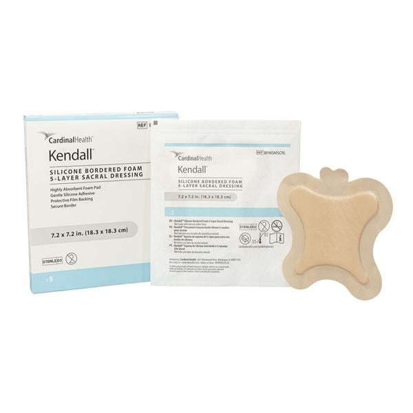 Kendall Silicone Foam Dressing 7.2x7.2" 5 Layer Sterile Sacral Adhs Hi Abs LF