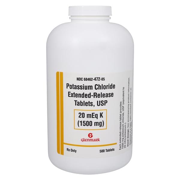 Potassium Chloride ER Tablets 20mEq Bottle 500/Bottle Each
