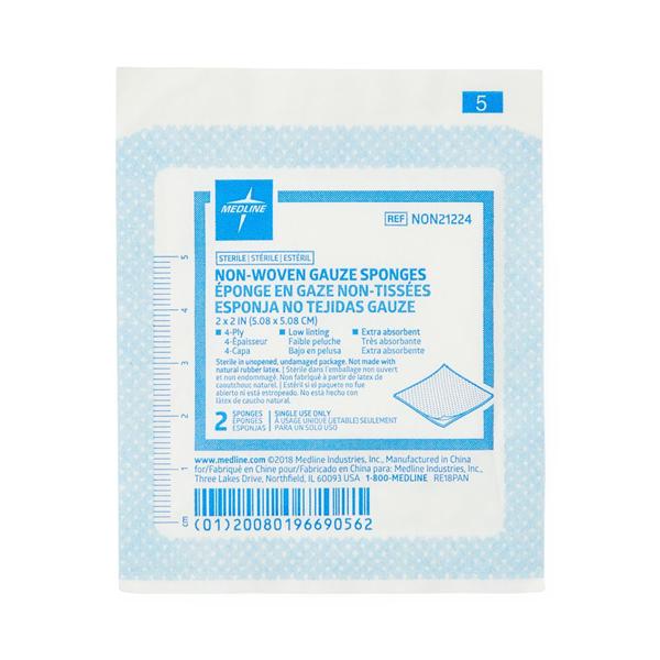 Polyester/Rayon Sponge Gauze 2x2" 4 Ply Sterile LF, 30 BX/CA